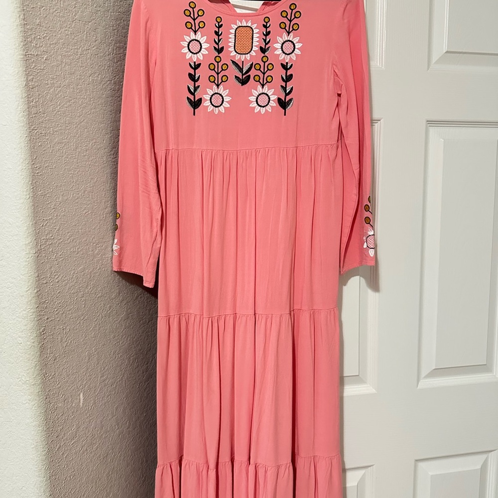 Pink Embroidered Maxi Dress